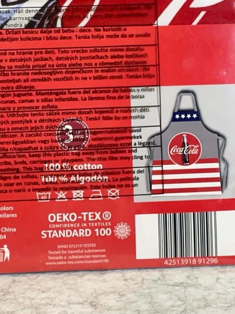 NEW Coca-Cola Patriotic Stars and Stripes 100% Cotton Kitchen Apron